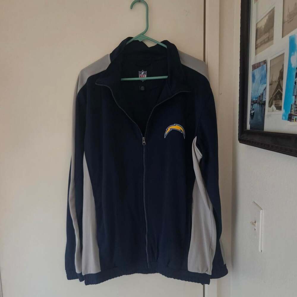 NFL San Diego Chargers Full Zip Track Jacket Navy Gray